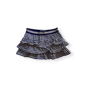 Mini Boden navy stripe ruffle skort